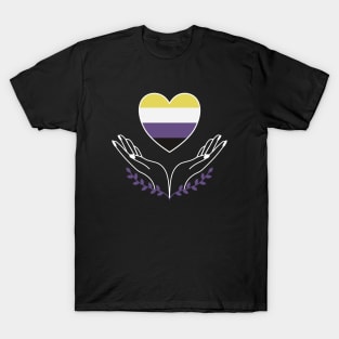 Non-binary Pride Flag Heart T-Shirt